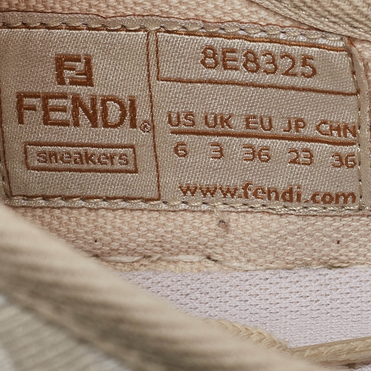 Pre Owned Fendi Two Tone Zucca Canvas Domino Sneakers Size 36