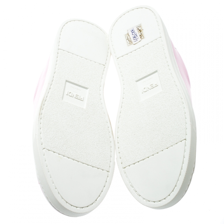مملوكة مسبقًا Fendi Pink Leather Rockoclick Slip On Sneakers Size 36