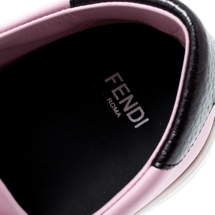 مملوكة مسبقًا Fendi Pink Leather Rockoclick Slip On Sneakers Size 36
