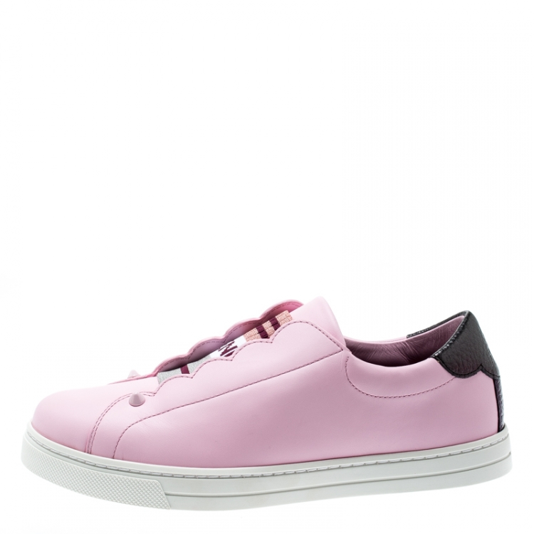 Fendi Pink Leather Rockoclick Slip On Sneakers Size 36 Fendi TLC