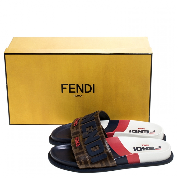 مملوكة مسبقًا Fendi Monogram Canvas Flat Slides Size 38.5