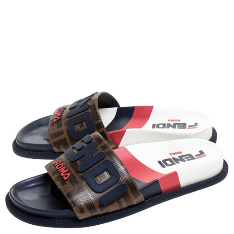 مملوكة مسبقًا Fendi Monogram Canvas Flat Slides Size 38.5