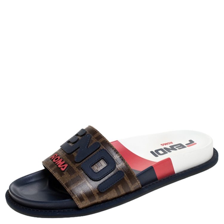 مملوكة مسبقًا Fendi Monogram Canvas Flat Slides Size 38.5