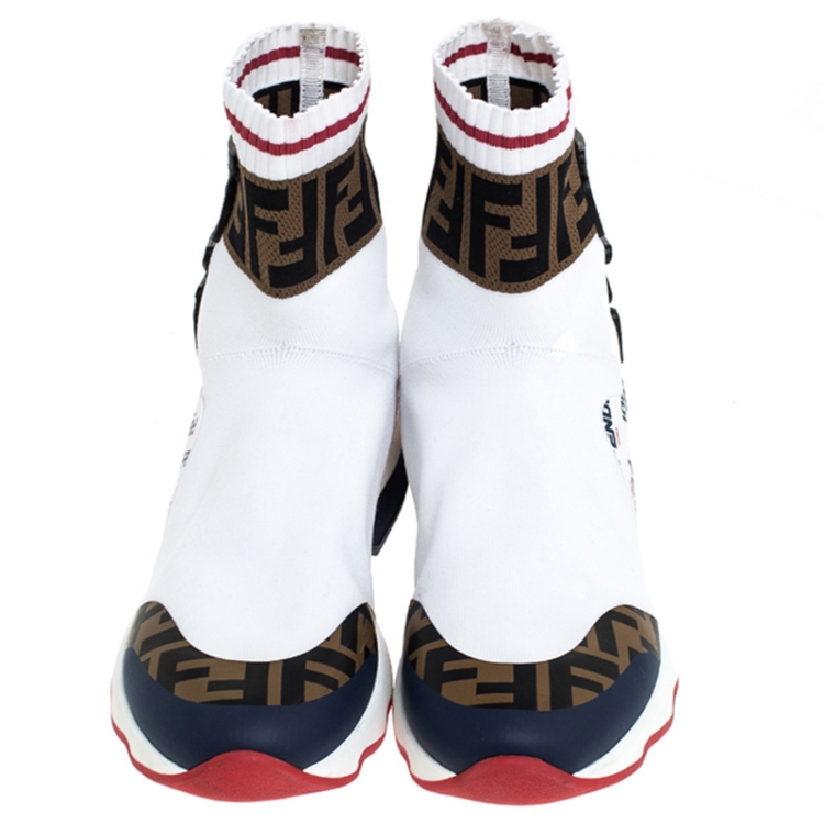 مملوكة مسبقًا Fendi Multicolor Stretch Fabric Slip On Sneakers Size 37