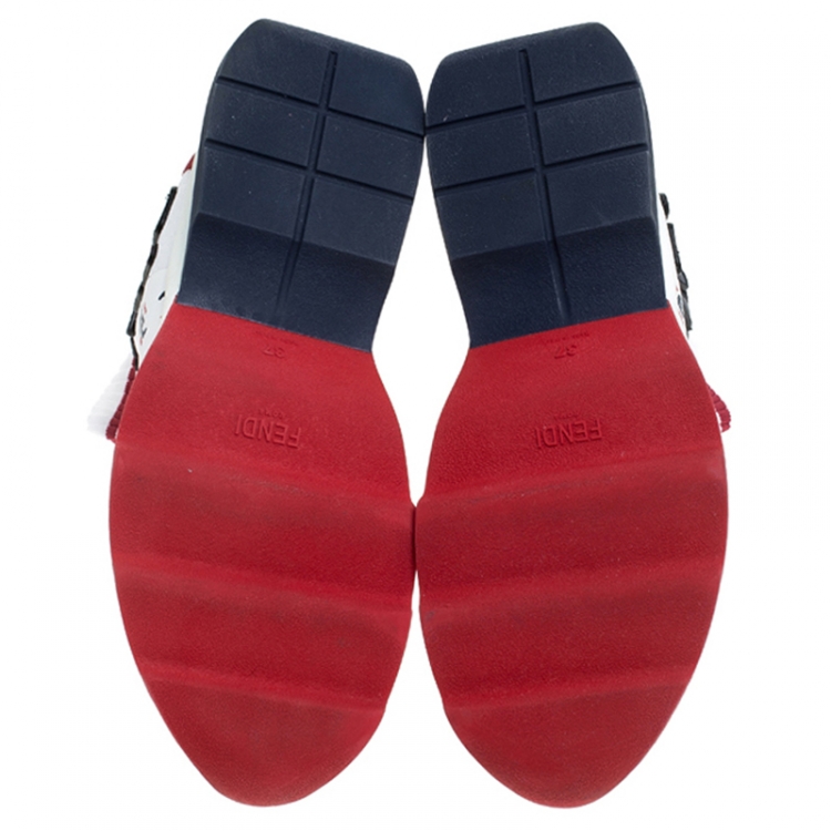 مملوكة مسبقًا Fendi Multicolor Stretch Fabric Slip On Sneakers Size 37