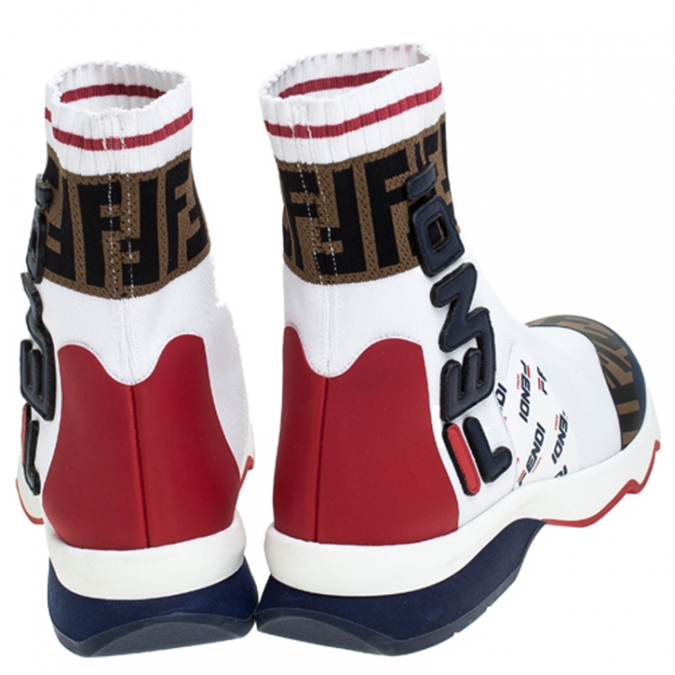 fendi multicolor fabric sneaker boots