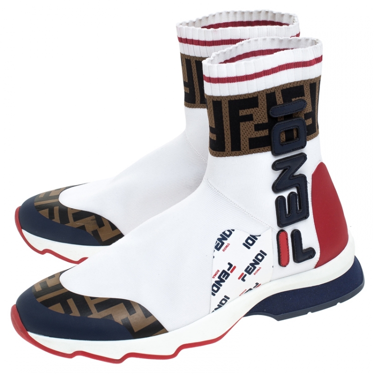 مملوكة مسبقًا Fendi Multicolor Stretch Fabric Slip On Sneakers Size 37