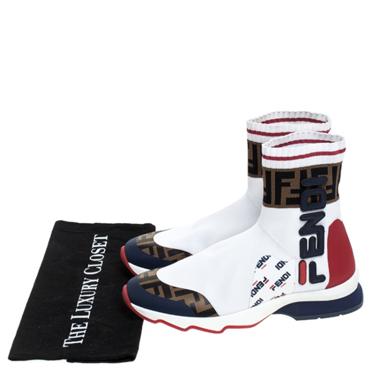 مملوكة مسبقًا Fendi Multicolor Stretch Fabric Slip On Sneakers Size 37