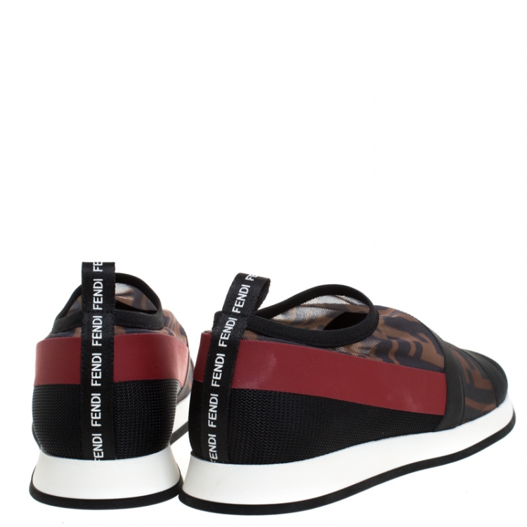 Pre Owned Fendi Multicolor Stretch Mesh Slip On Sneakers Size 38