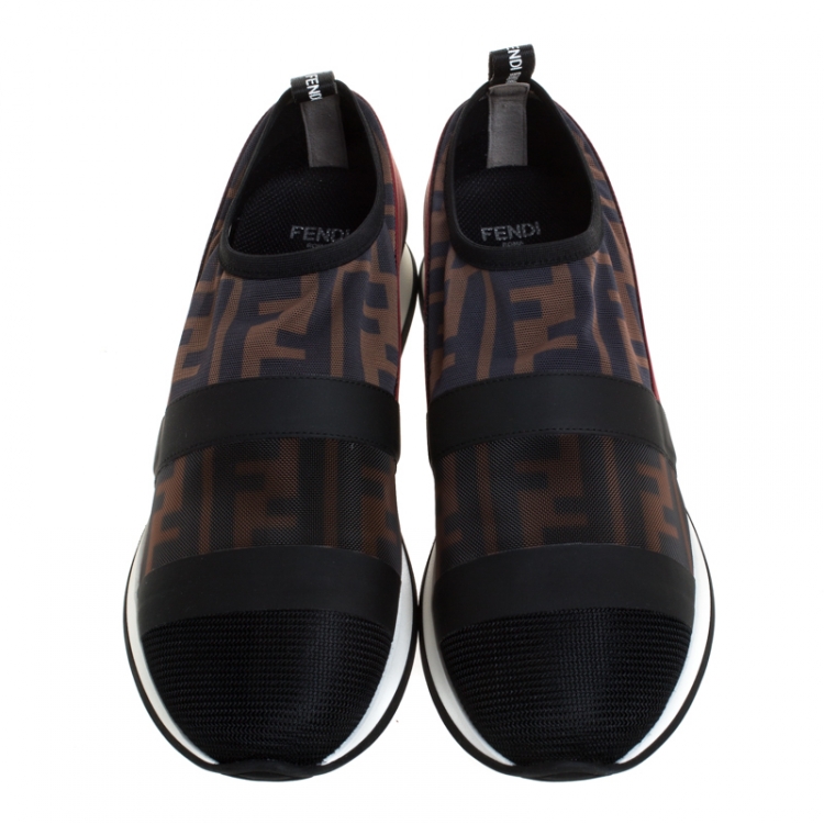 Pre Owned Fendi Multicolor Stretch Mesh Slip On Sneakers Size 38