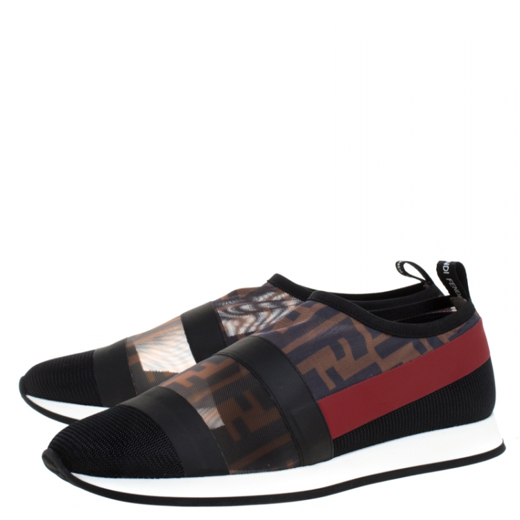 Pre Owned Fendi Multicolor Stretch Mesh Slip On Sneakers Size 38