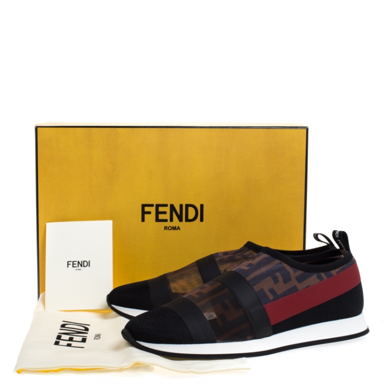 Pre Owned Fendi Multicolor Stretch Mesh Slip On Sneakers Size 38