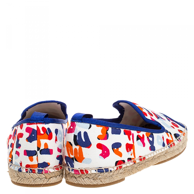 Pre Owned Fendi Multicolor Printed Canvas and Leather Flat Espadrilles Size 40