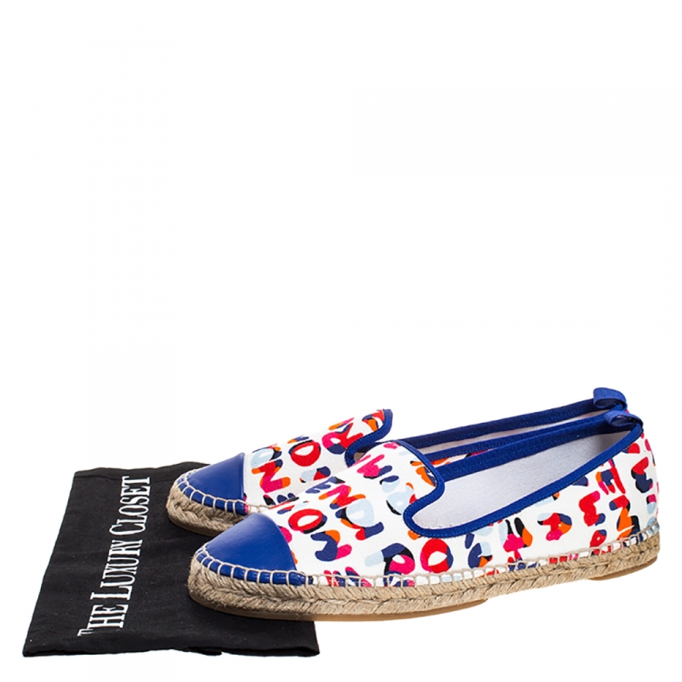 Pre Owned Fendi Multicolor Printed Canvas and Leather Flat Espadrilles Size 40