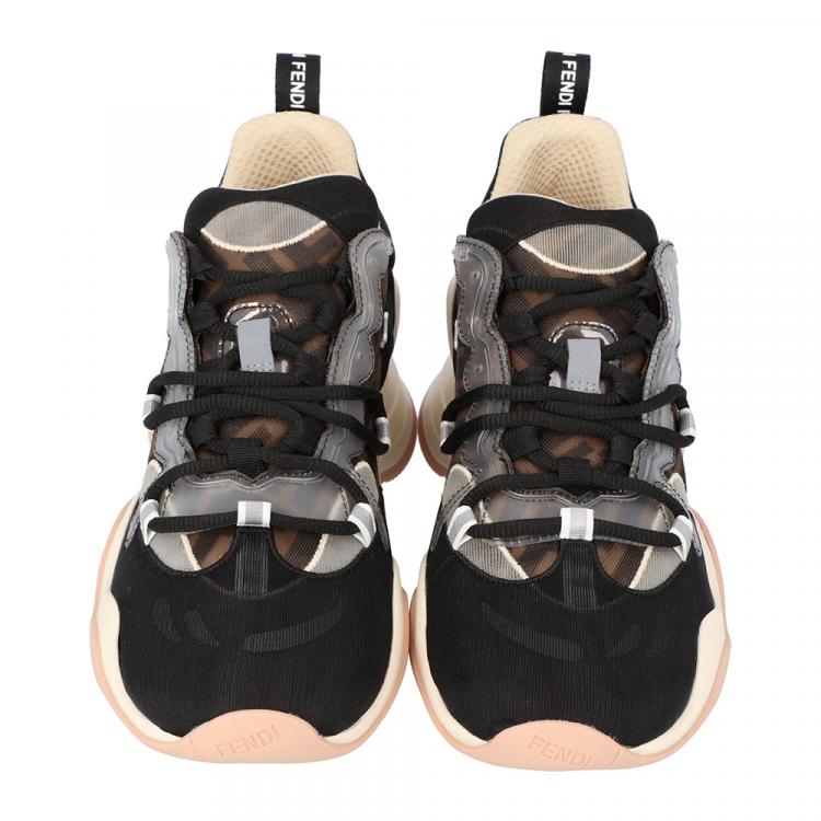 Pre Owned Fendi Brown Knit Low top Sneakers Size 39