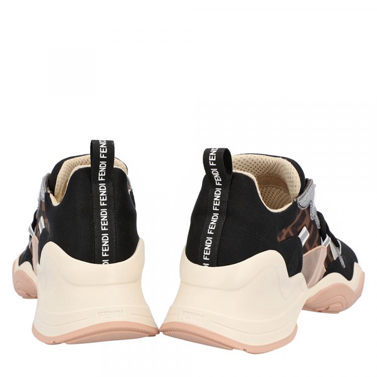 Pre Owned Fendi Brown Knit Low top Sneakers Size 39
