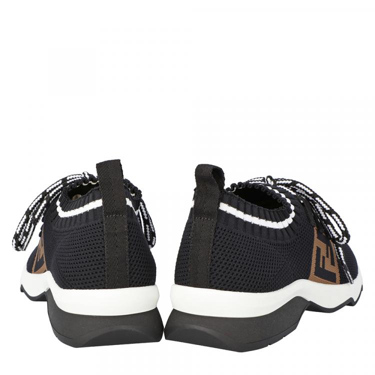 Pre Owned Fendi Black Low Knit Sneakers Size 37