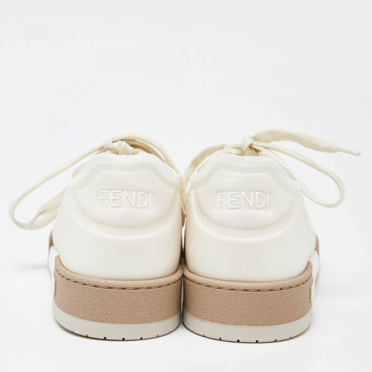 مملوكة مسبقًا Fendi White/Cream Mesh Match Low Top Sneakers Size 39