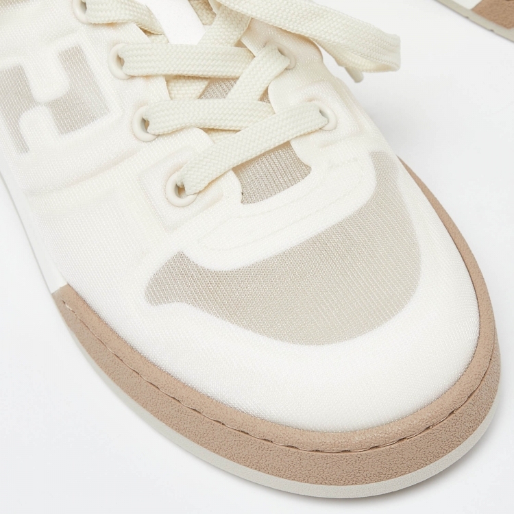 مملوكة مسبقًا Fendi White/Cream Mesh Match Low Top Sneakers Size 39