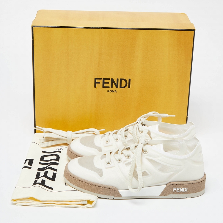 مملوكة مسبقًا Fendi White/Cream Mesh Match Low Top Sneakers Size 39
