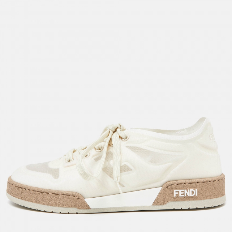 مملوكة مسبقًا Fendi White/Cream Mesh Match Low Top Sneakers Size 39