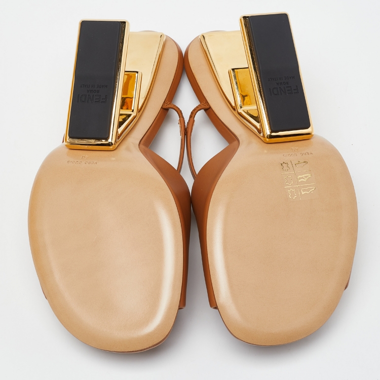Pre Owned Fendi Tan Leather First Heel Mules Size 40