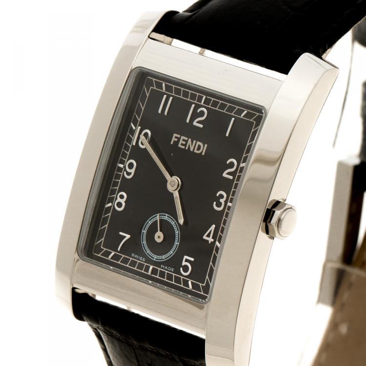 Pre Owned Fendi Black Stainless Steel Women's Wristwatch 27 mm