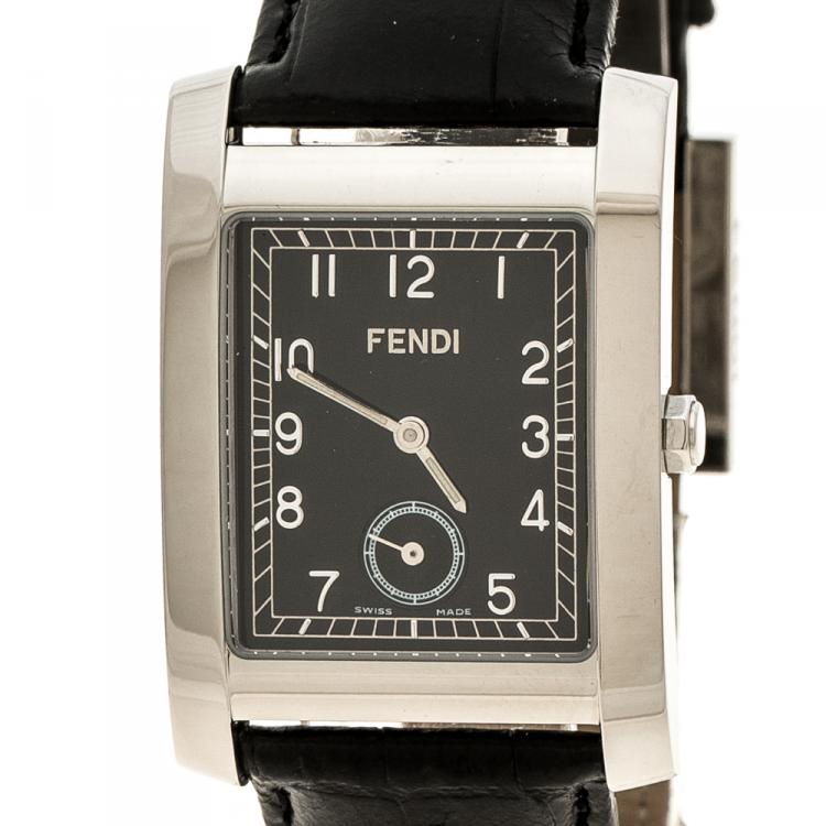 Pre Owned Fendi Black Stainless Steel Women's Wristwatch 27 mm
