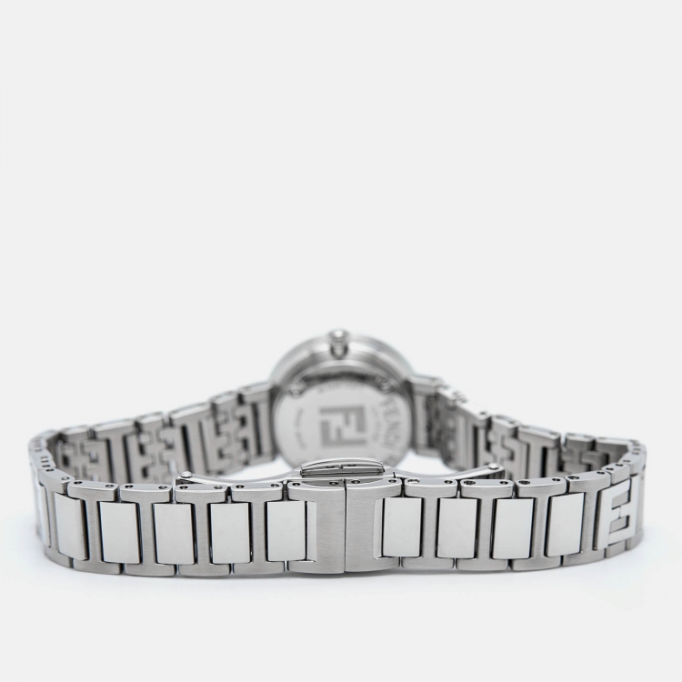 Pre Owned Fendi Blue Stainless Steel Diamond Forever Fendi F103111101 Women's Wristwatch 19 mm
