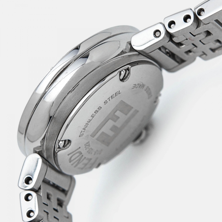 Pre Owned Fendi Blue Stainless Steel Diamond Forever Fendi F103111101 Women's Wristwatch 19 mm