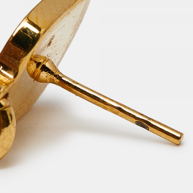 Pre Owned Fendi FF Gold Tone Enamel Drop Earrings