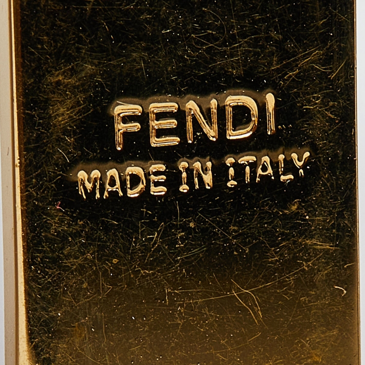 Pre Owned Fendi FF Gold Tone Enamel Drop Earrings