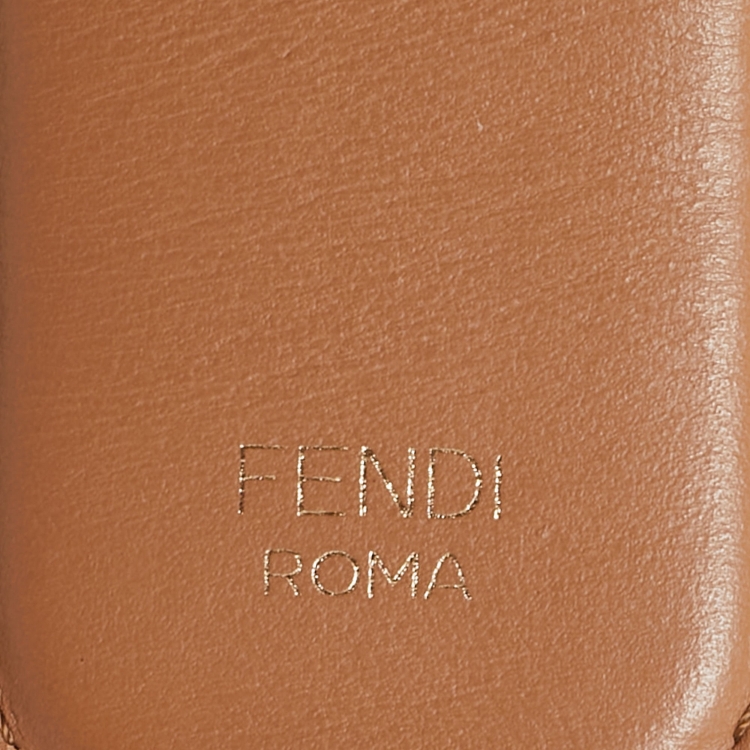 Pre Owned Fendi Tobacco Zucca Embossed Leather Strap You Bag Shoulder Strap