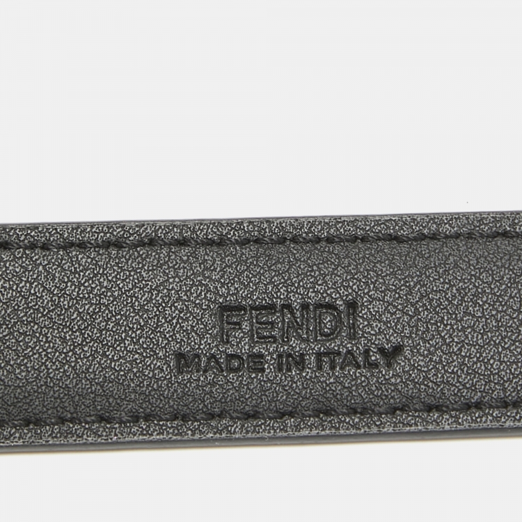 Pre Owned Fendi Black Leather Skinny FF Buckle Belt 80CM