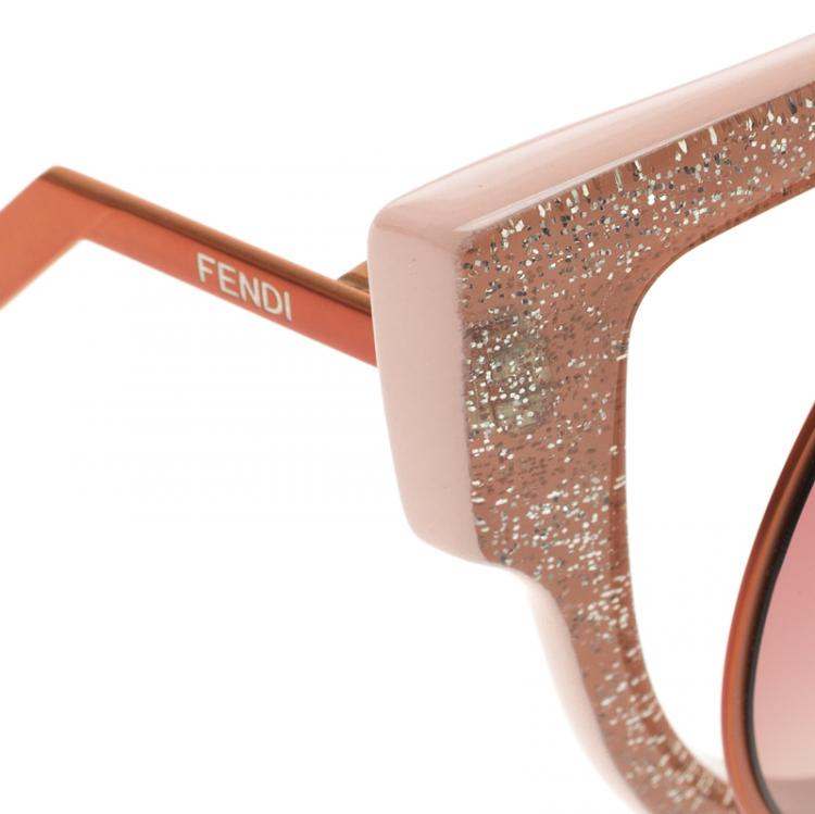 Pre Owned Fendi Metallic Orange/Pink FF 0137/S Glitter Paradeyes Sunglasses