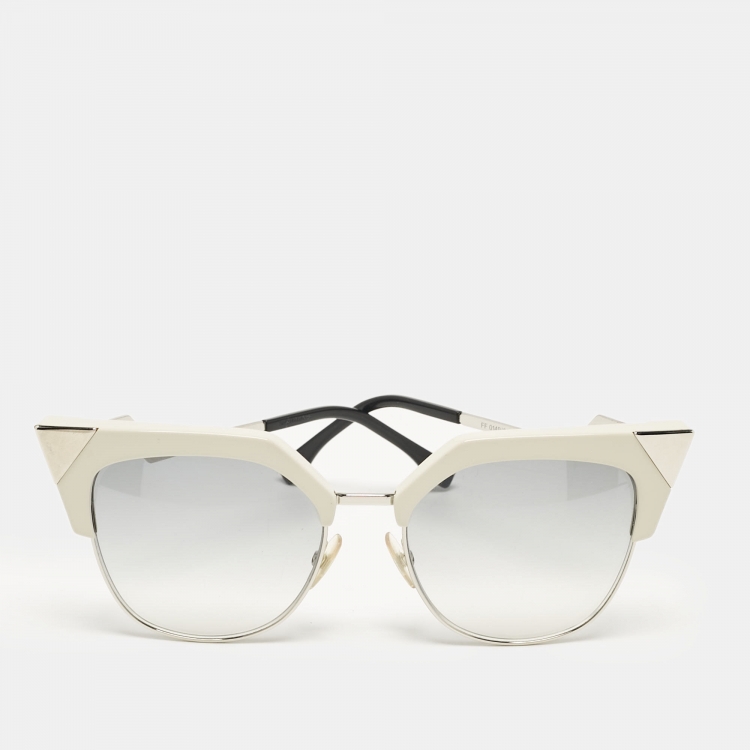 Pre Owned Fendi White/Grey Gradient FF0149/S Cat-Eye Sunglasses