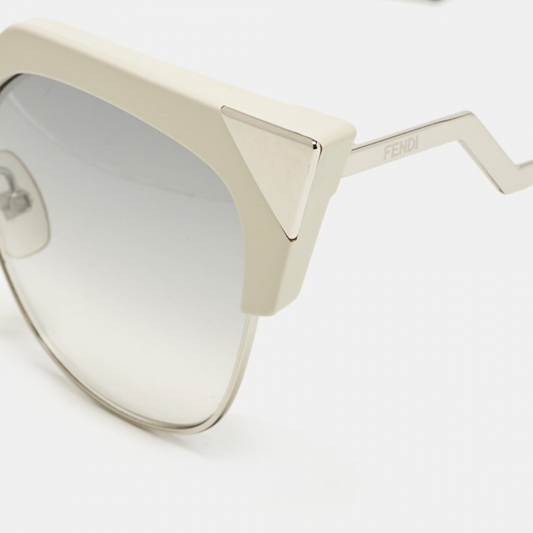 Pre Owned Fendi White/Grey Gradient FF0149/S Cat-Eye Sunglasses