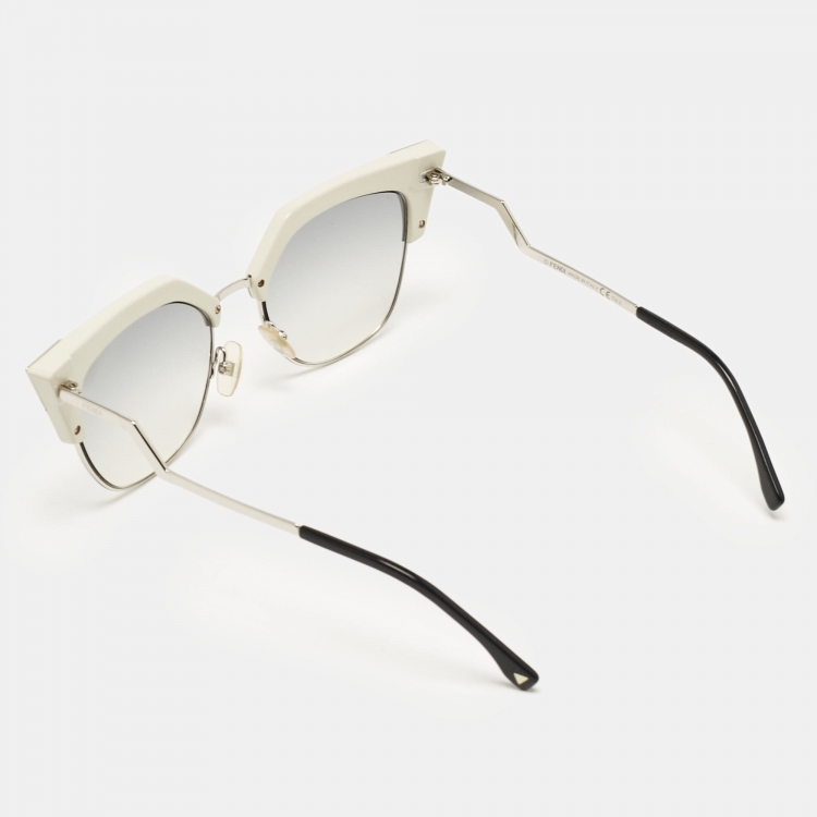 Pre Owned Fendi White/Grey Gradient FF0149/S Cat-Eye Sunglasses