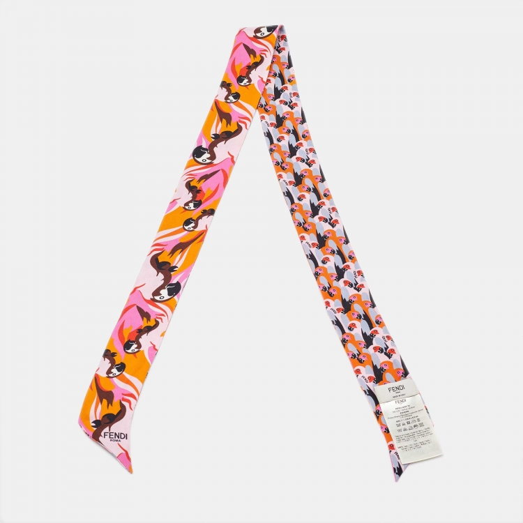 Pre Owned Fendi Multicolor Printed Silk Bandeau Bandeau Scarf