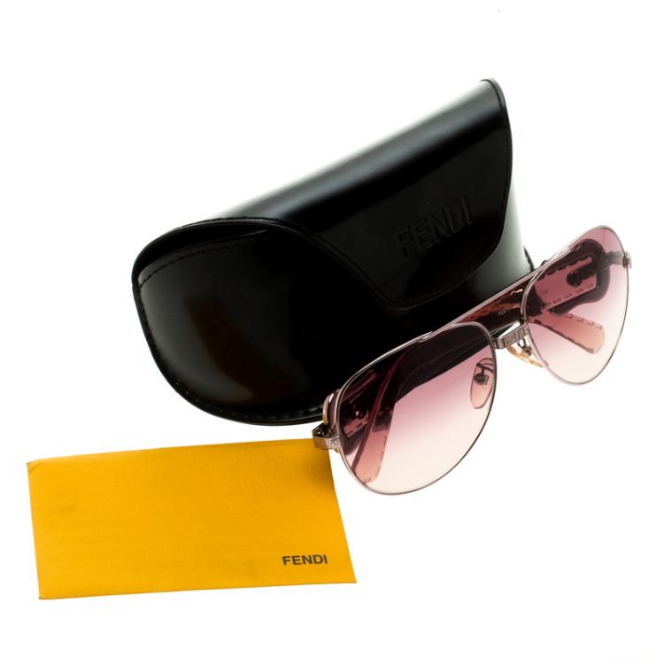 Pre Owned Fendi Pink FS411 Aviator Sunglasses