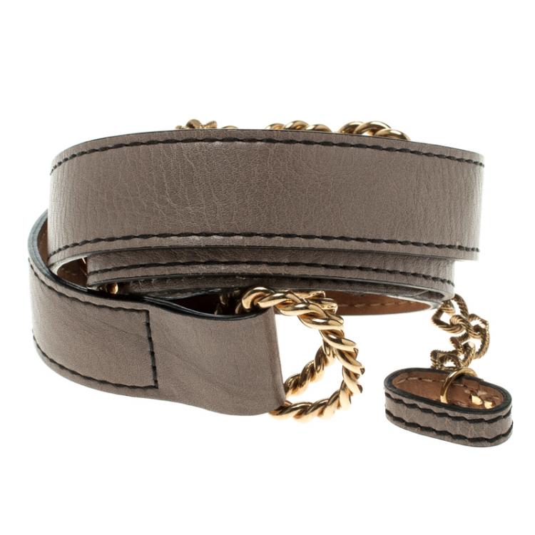 Pre Owned Fendi Grey Leather Multi Braided Buckle Belt Size 85CM