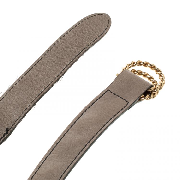 Pre Owned Fendi Grey Leather Multi Braided Buckle Belt Size 85CM