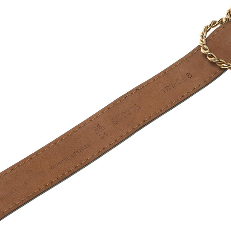 Pre Owned Fendi Grey Leather Multi Braided Buckle Belt Size 85CM