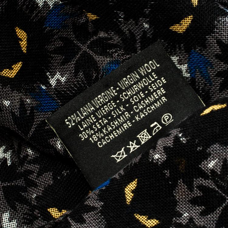 Pre Owned Fendi Multicolor Monster Eye Print Raw Edge Detail Scarf