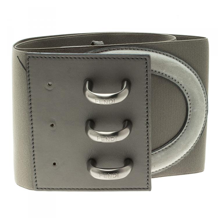 Pre Owned Fendi Grey Elastic Wait Belt 80cm 