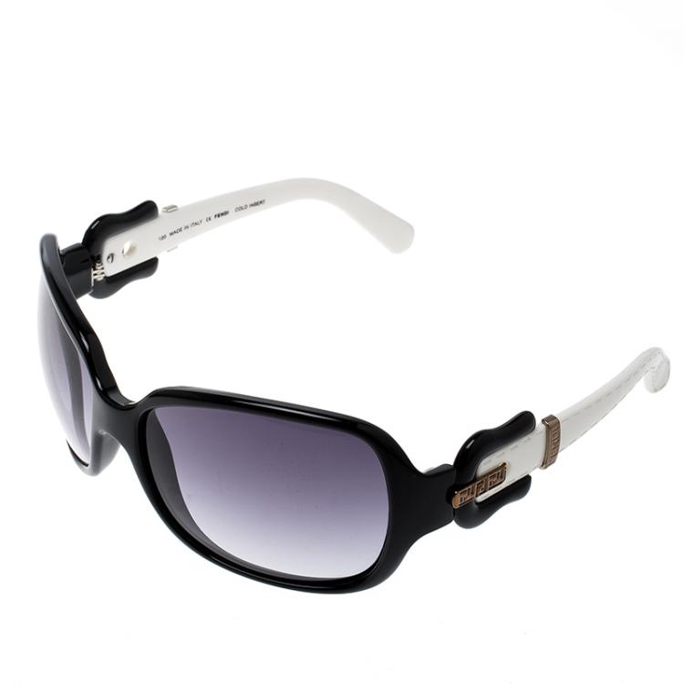 Pre Owned Fendi Black/Purple Gradient FS384 Iconic Buckle Oversized Square Sunglasses