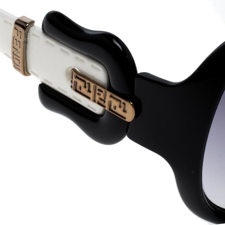Pre Owned Fendi Black/Purple Gradient FS384 Iconic Buckle Oversized Square Sunglasses