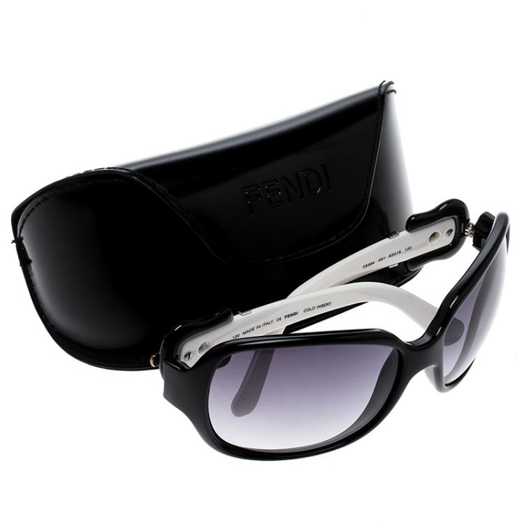 Pre Owned Fendi Black/Purple Gradient FS384 Iconic Buckle Oversized Square Sunglasses