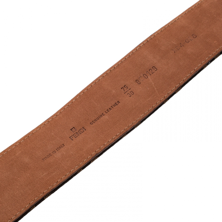 Pre Owned Fendi Brown Zucca Canvas Belt Size 75 cm