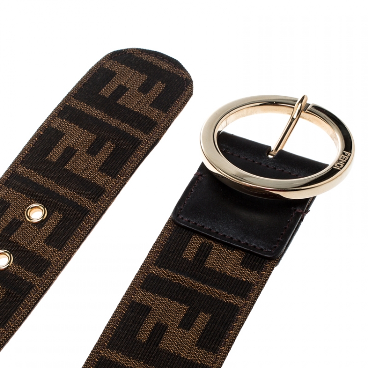 Pre Owned Fendi Brown Zucca Canvas Belt Size 75 cm
